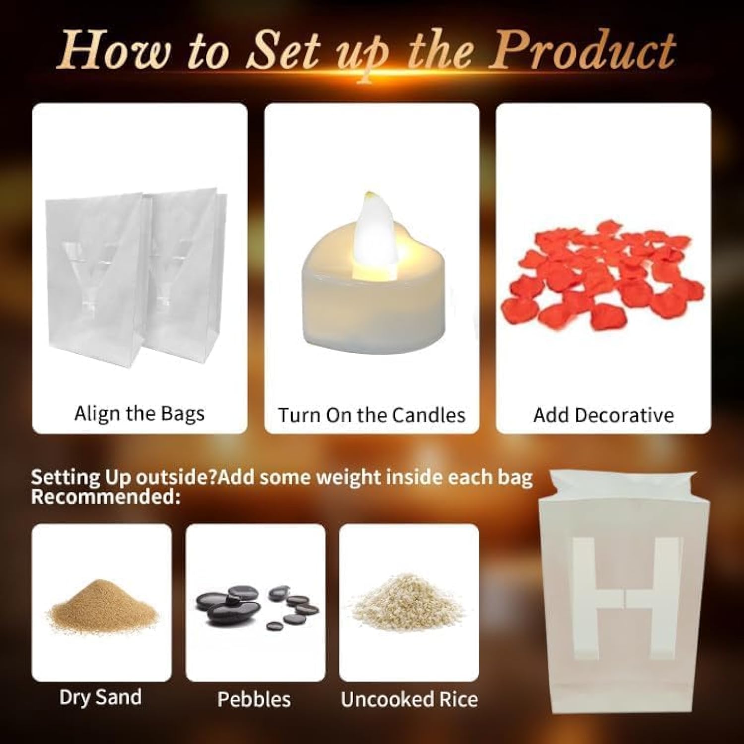 I Love You Light Up Letters, With Tea Lights Candles, Rose Petals, Pearlescent Foil Balloons - Luminary Paper Bags, Anniversary Decorations And Valentines' Day Decorations For Your Loved One