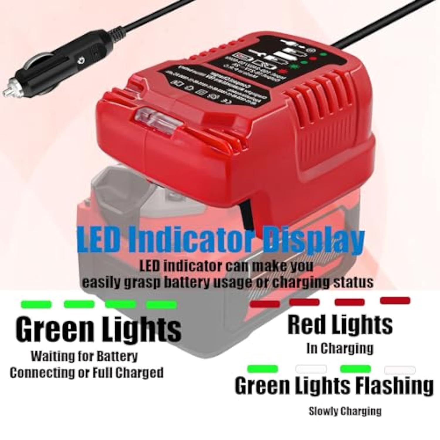 Mini Car Charger Compatible For Craftsman 20V Max V20 Lithium-Ion Battery Replacement For Craftsman 20V Max V20 Lithium-Ion Charger Station For Craftsman V20 Lithium Battery Cmcb204 Cmcb202 Cmcb201