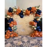 Fall Balloon Garland Arch Kit Double Stuffed Orange Blue Gold White for Thanksgiving