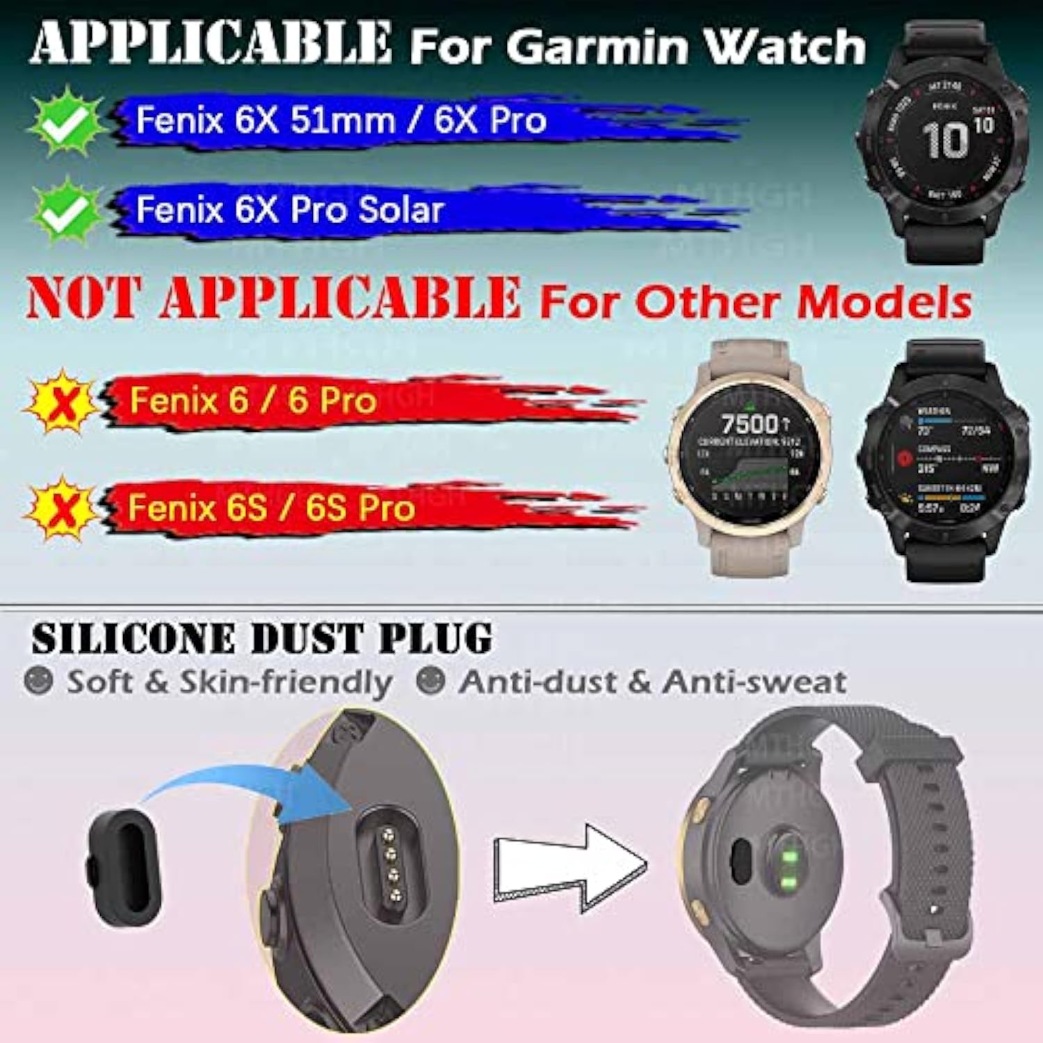 Screen Protector For Garmin Fenix 6X/ 6X Pro/ 6X Pro Solar Smartwatch [4 Pcs] + Anti-Dust Plugs 5Pcs, Tempered Glass 9H Hardness Bubble Free Film Ultra-Thin Protective Cover