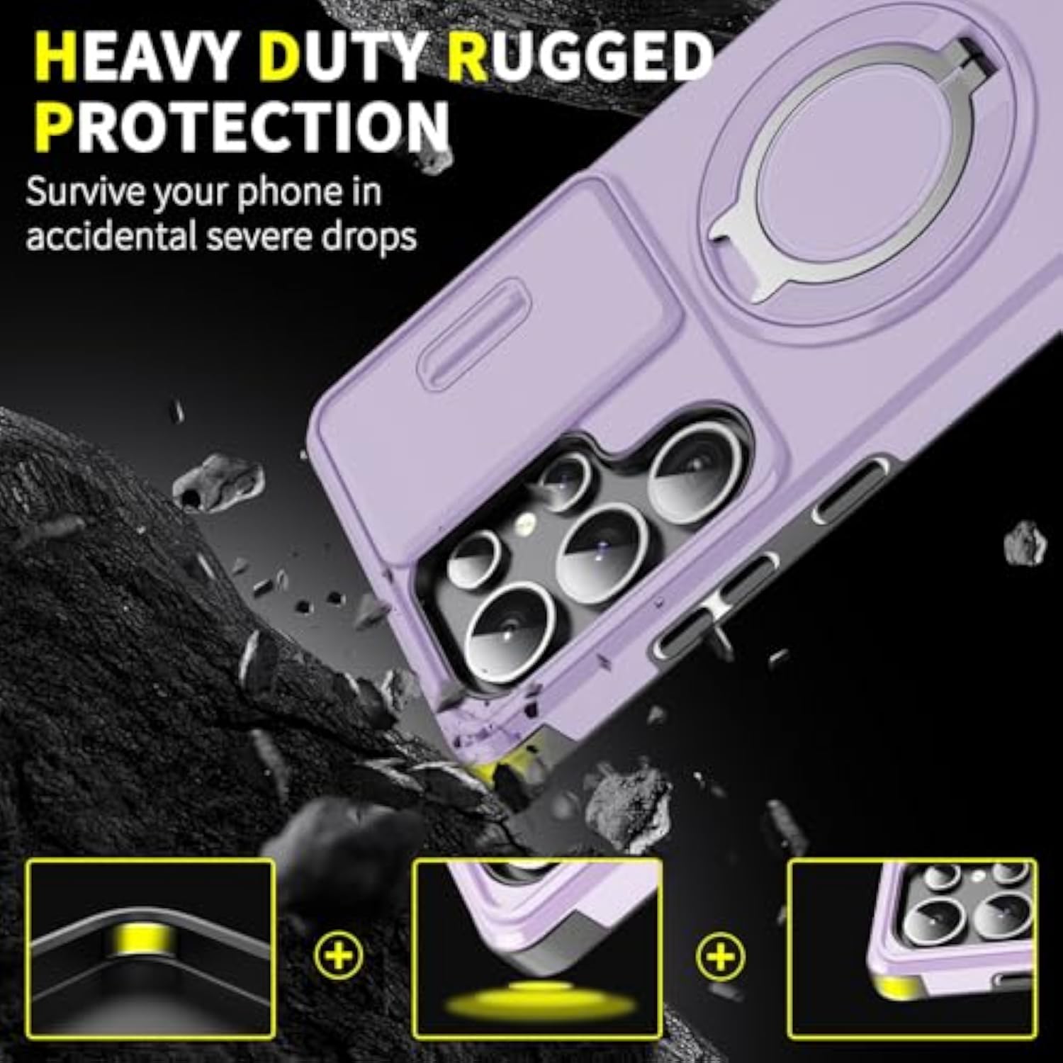 Purple Samsung Galaxy S22 Ultra 5G Shockproof Phone Case with Artistic Design