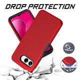 For T-Mobile Revvl 8 Phone Case With Tempered Glass Screen Protector,Dual Layer Heavy Duty Shockproof Protection Cover (Red)