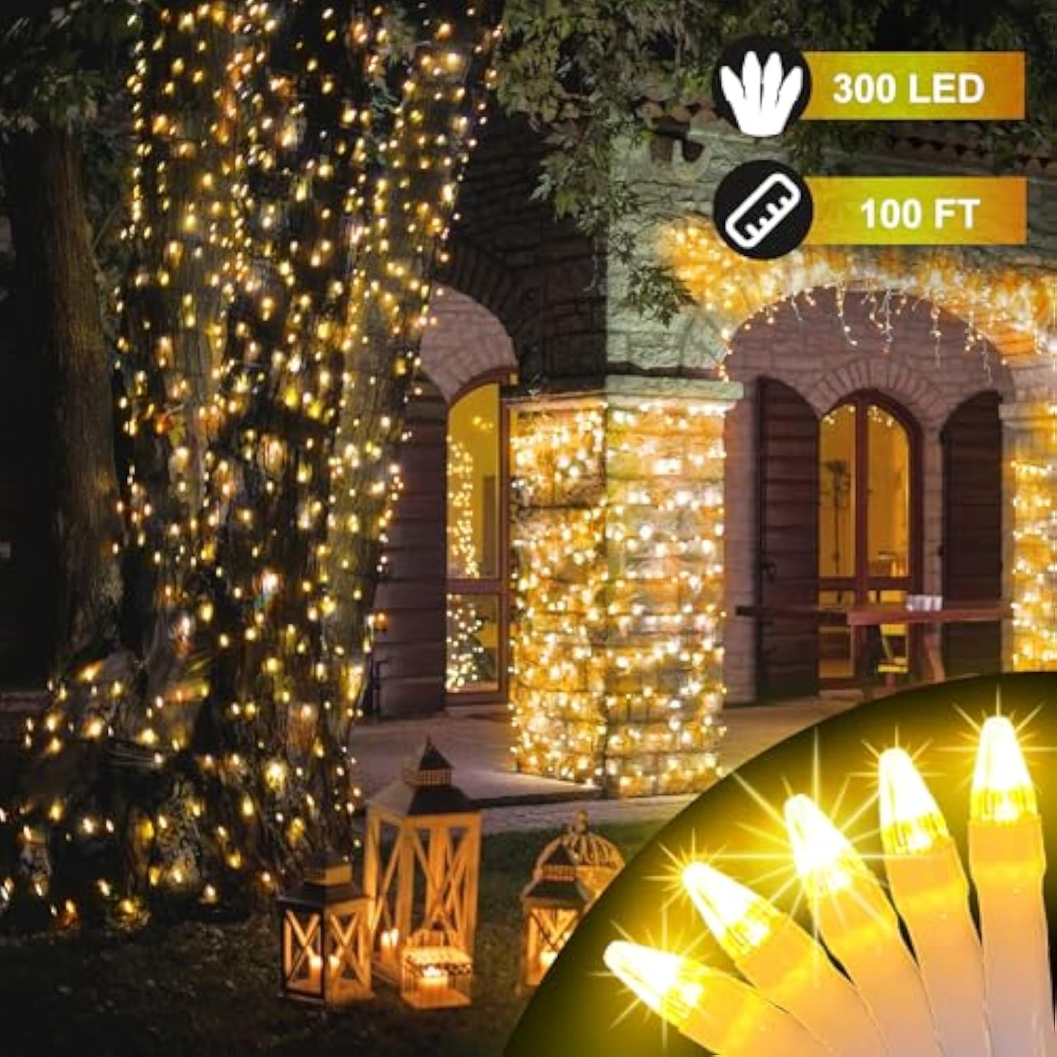 300Led 100Ft Christmas String Lights, 8 Modes Fairy Lights Connectable, Indoor Outdoor String Lights With Timer & Memory