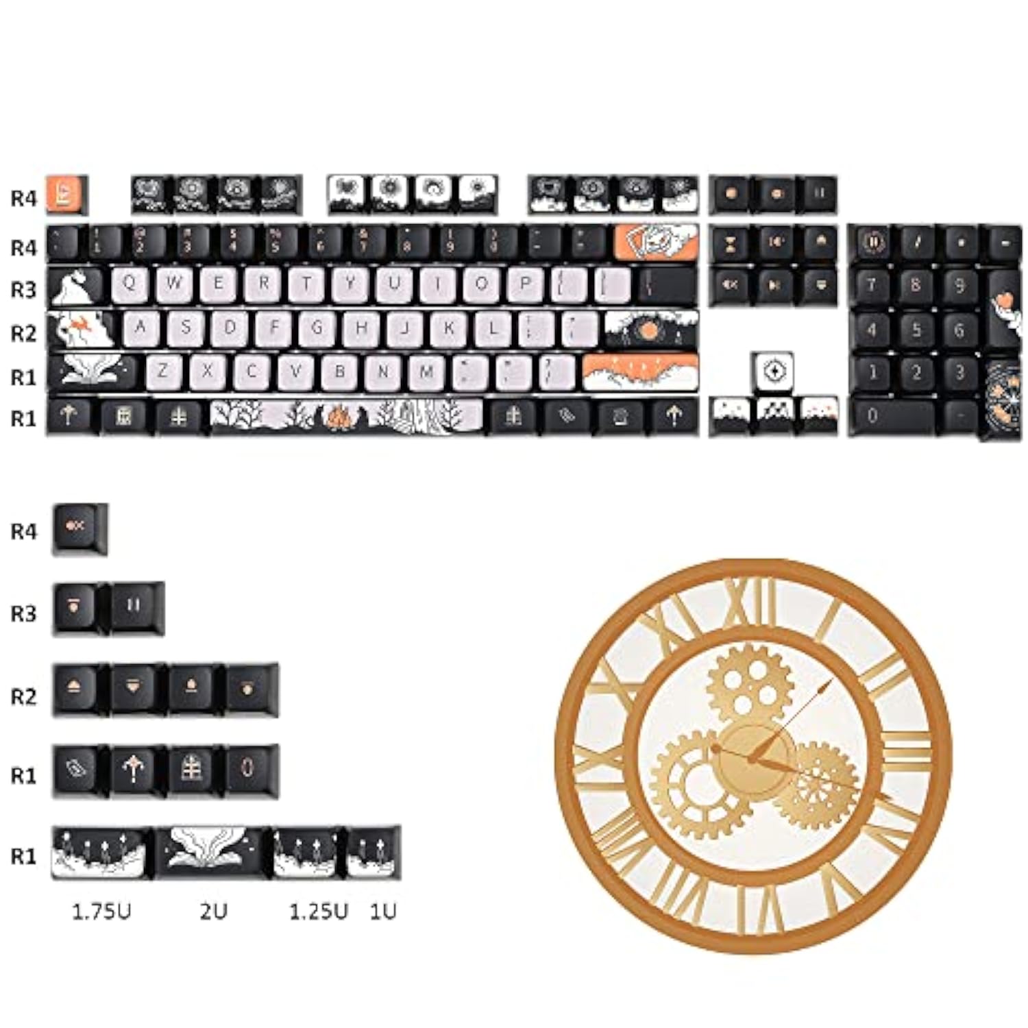 150-Key Carbon Keycaps Asa Profile Pbt Key Cap Set For Cherry Mx Gateron Kailh