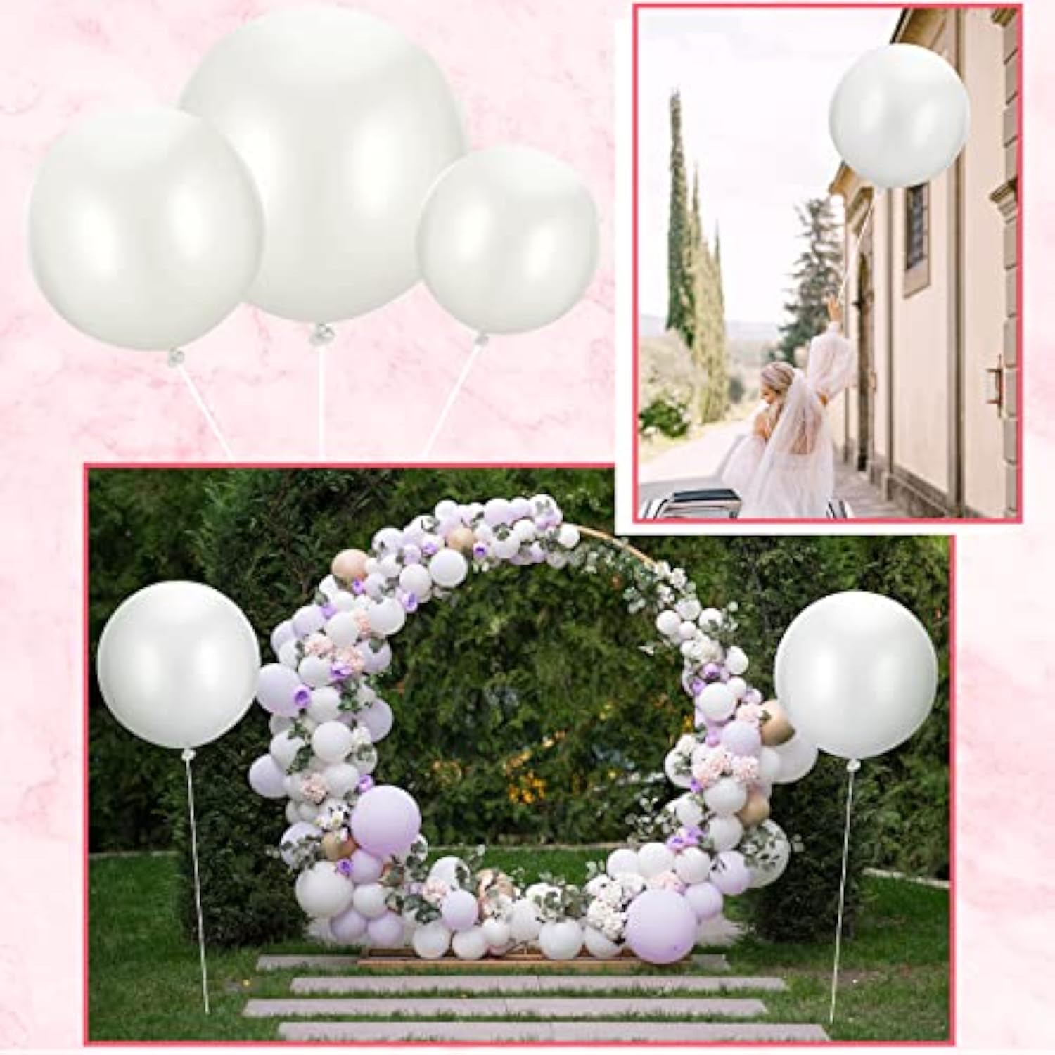 18 Pack 18/24 / 36 Inch Balloons Large Latex Giant Round Big Macaron Balloons For Wedding Birthday Party Baby Shower Decorations(White)