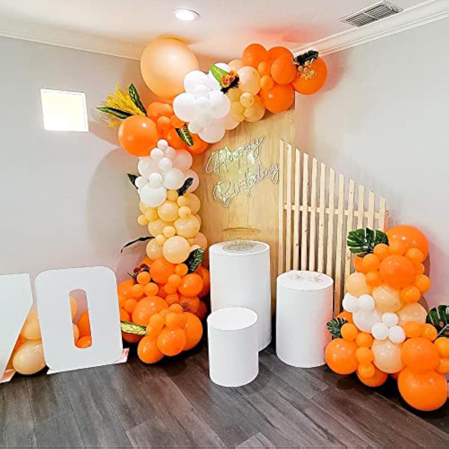 Orange Yellow White Balloon Arch Kit: Baby Shower Party Decor