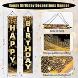 Black & Gold Happy Birthday Banner – 72"x12" Party Sign for All Ages and Genders