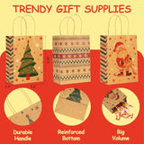 24 Pcs Small Christmas Gift Bags With Handles, 4 Designs Xmas Kraft Paper Bags For Christmas Goody Bag, Party Favors (5.8 X 3.2 X 8.25)