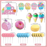 25 Pcs Donut Cake Topper Candy Cupcake Toppers Candy Birthday Themed Party Supplies Ice Cream Cupcake Toppers