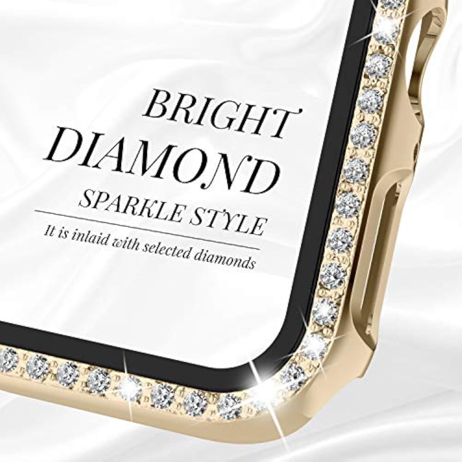Compatible For Apple Watch Case With Screen Protector For Apple Watch 44Mm Series 6/5/4/Se, Bling Crystal Diamond Rhinestone Ultra-Thin Bumper Full Cover Protective Case For Women Girls Iwatch