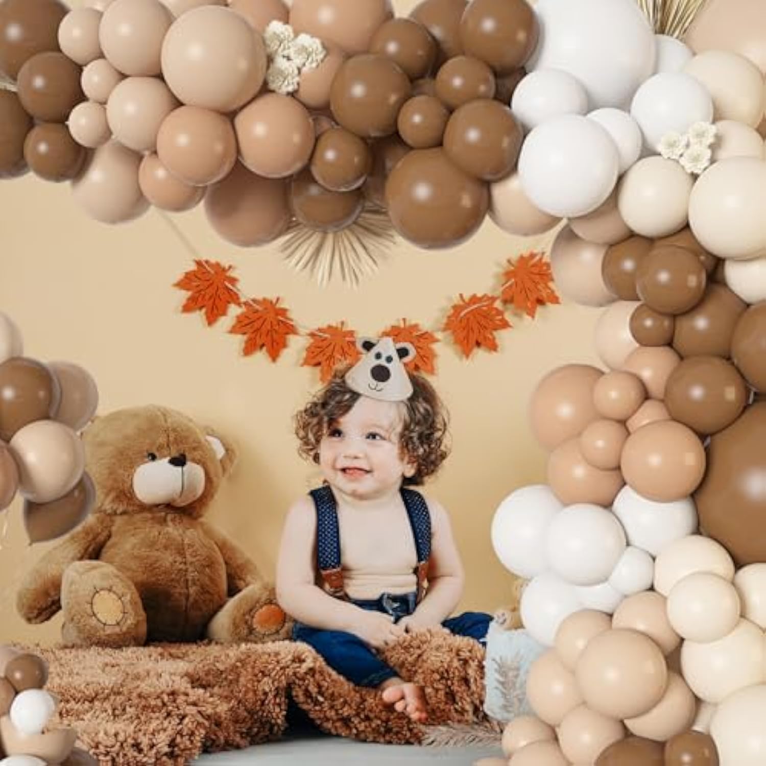 146Pcs Brown Balloons Garland Arch Kit, Diy 18"12"10" Coffee Brown Blush Nude Balloons For Neutral Woodland Teddy Bear Baby Shower Wedding Jungle Safari Birthday Party Decorations