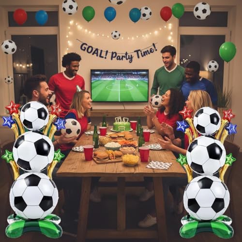 2 Pcs 3.5 ft Giant Soccer Foil Balloons, Soccer and Stars