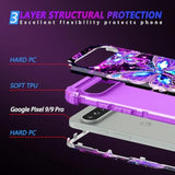 For Google Pixel 9 Case/Pixel 9 Pro Case,Glow In The Dark Three Layer Heavy Duty Shockproof Full Body Protection Hard Plastic Bumper+Soft Silicone Case For Google Pixel 9/9 Pro,Dark