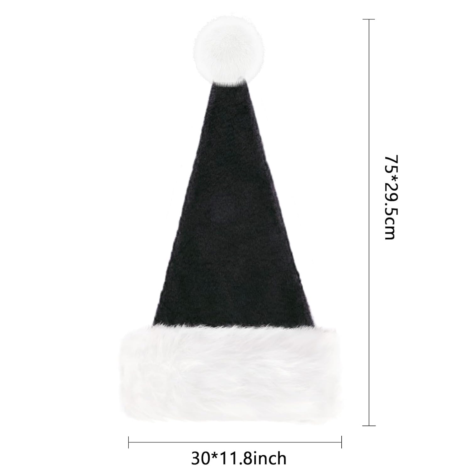 Zhxkjhky 3 Pack Velvet Santa Hats - Deluxe Christmas Plush Hats For Man, Woman & Family Parties, Black