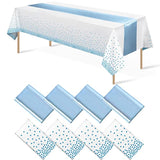 8 Pack Light Blue Dot Tablecloth & Satin Runner Set for Parties  Evens