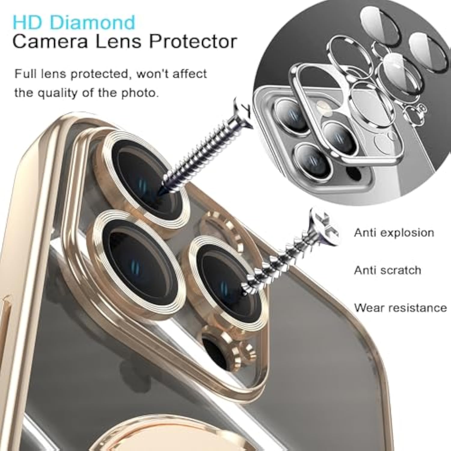 Privacy Case For Iphone 16 Pro Max With Magnetic Stand 1 Hd & 1 Privacy Screen Protector, Full Camera Lens Protector Fits For Magsafe Shockproof Not Yellowing Luxury Plating Edge Clear Kickstand Case