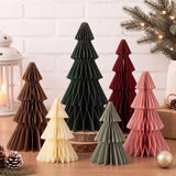 6 Pcs Neutral Paper Christmas Tree Honeycomb Table Centerpiece