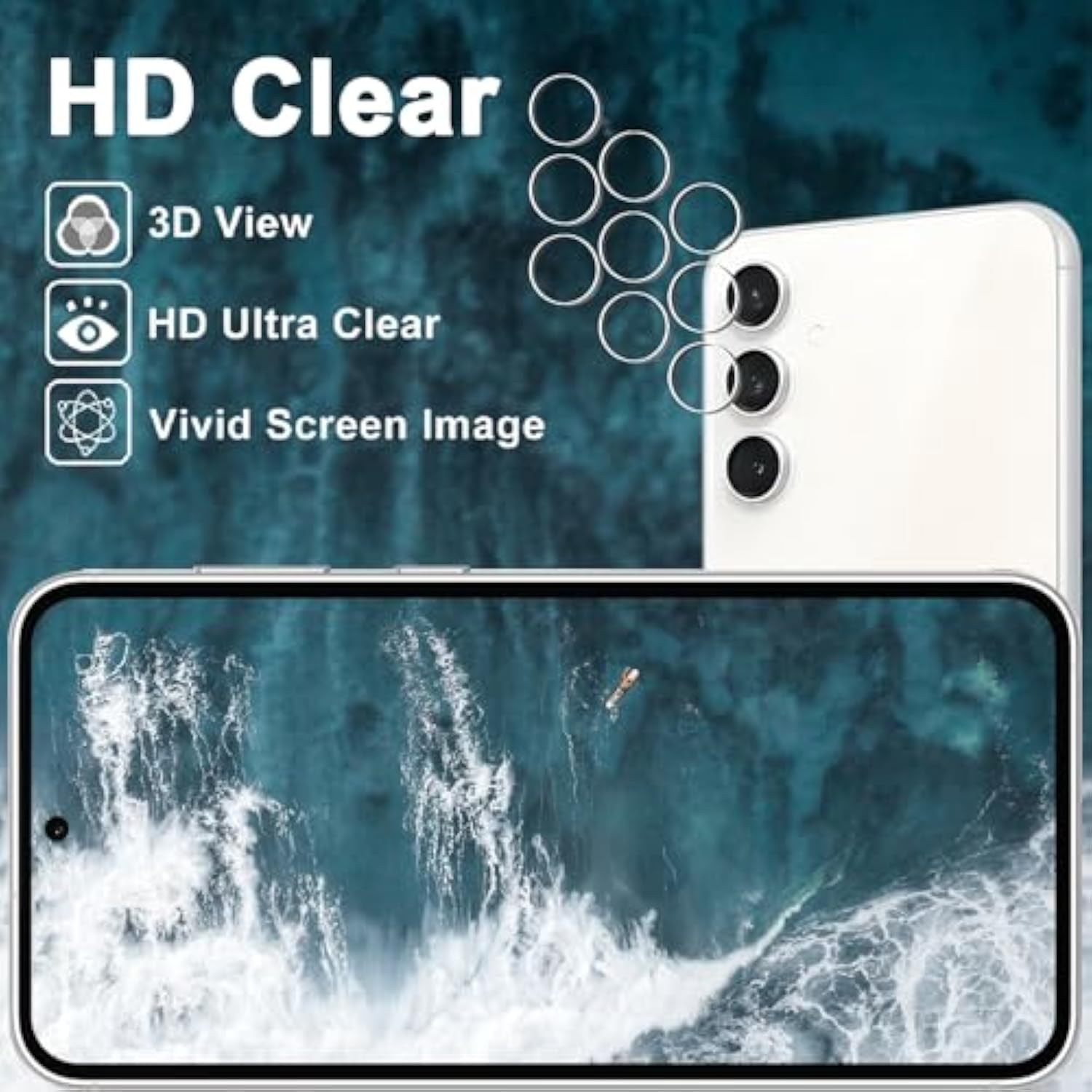 [3+3 Pack] Galaxy S23 Fe Screen Protector + Camera Lens Protector, 9H Hardness, Scratch Resistant, Easy Installation, Bubble Free, Hd Tempered Glass For Samsung Galaxy S23 Fe