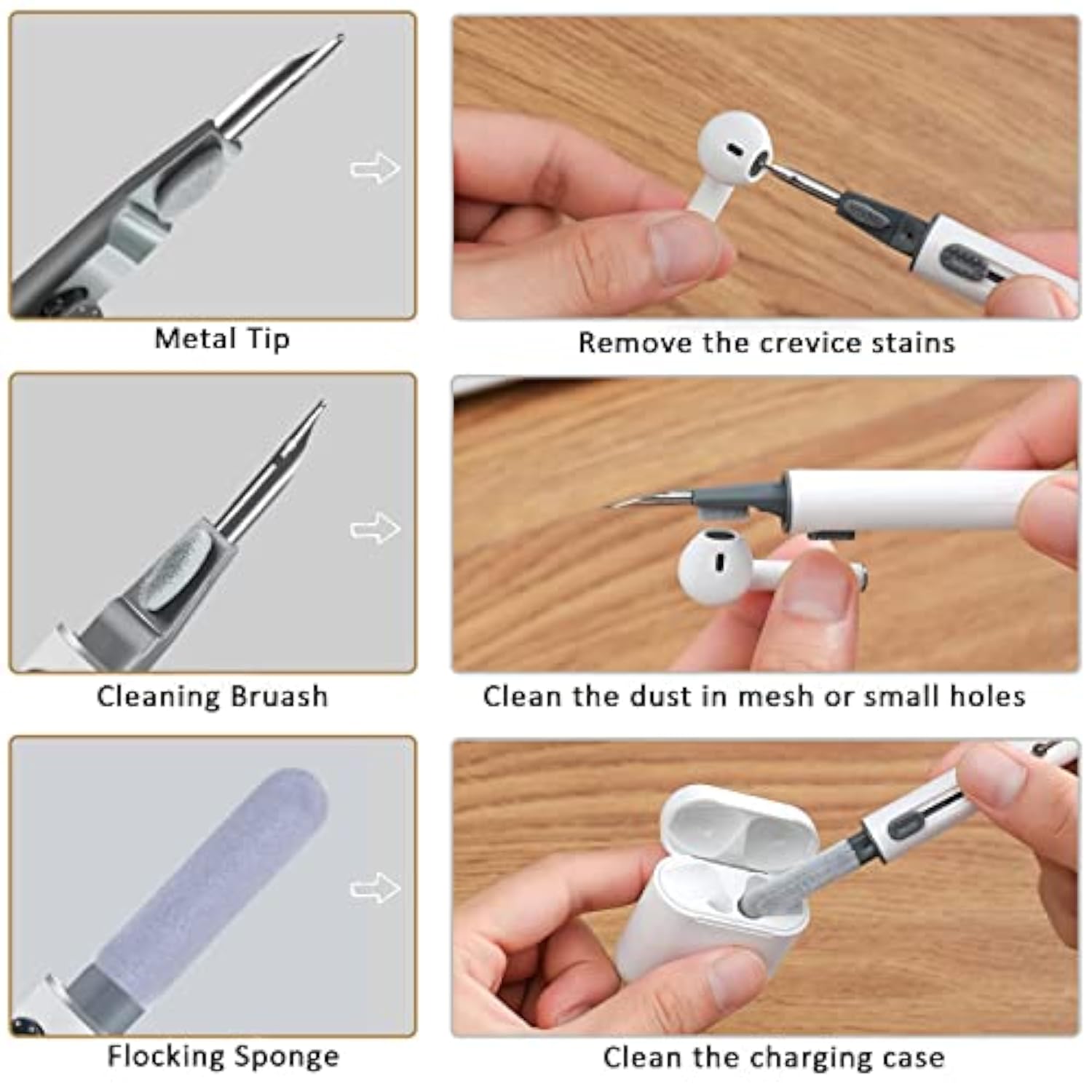 AirPods & Earbuds Cleaning Kit Multi-Tool with Brush and Sponge 1-Pack