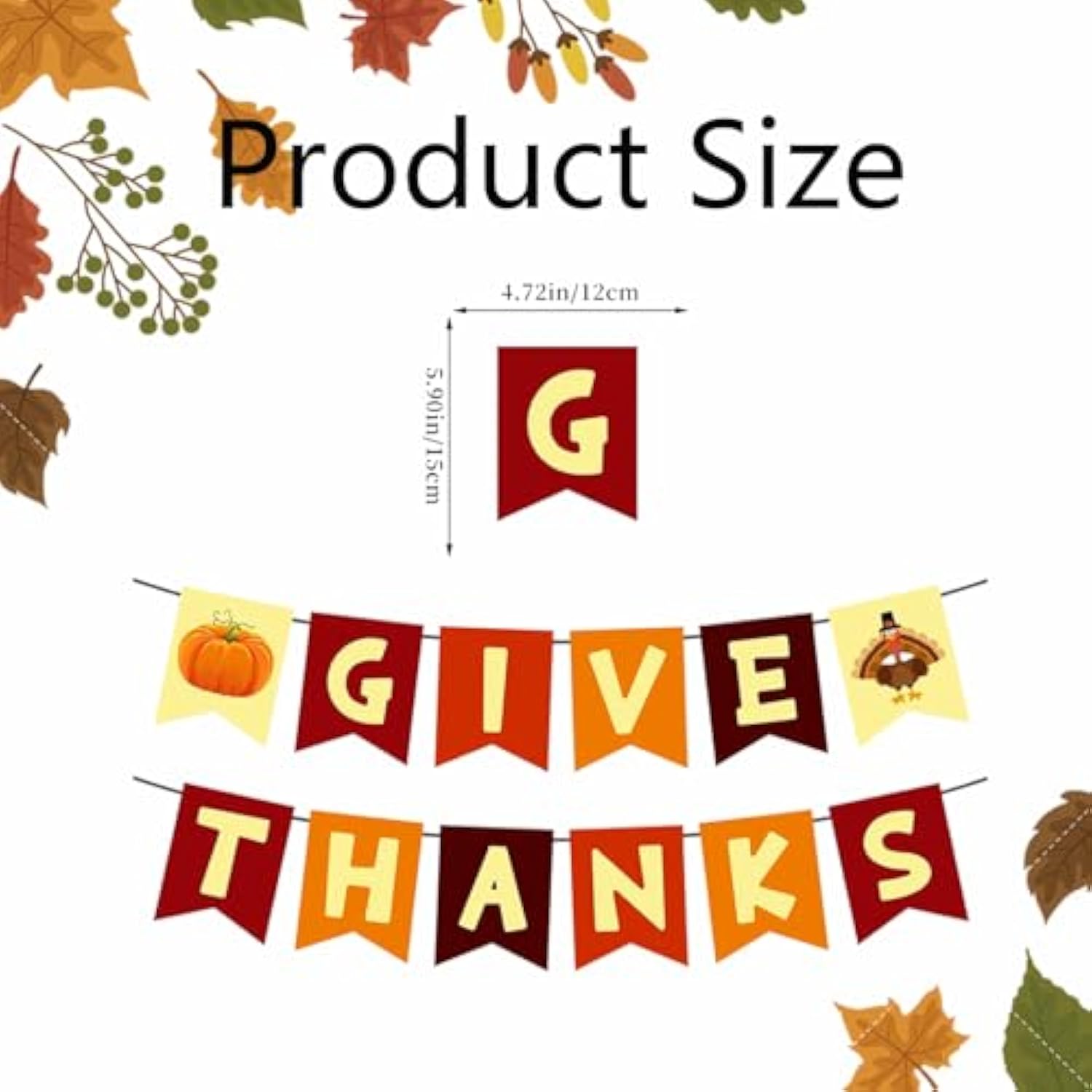 Thanksgiving Banner 1 Pack Fall Party Decorations Give Thanks Pumpkin Turkey Garland