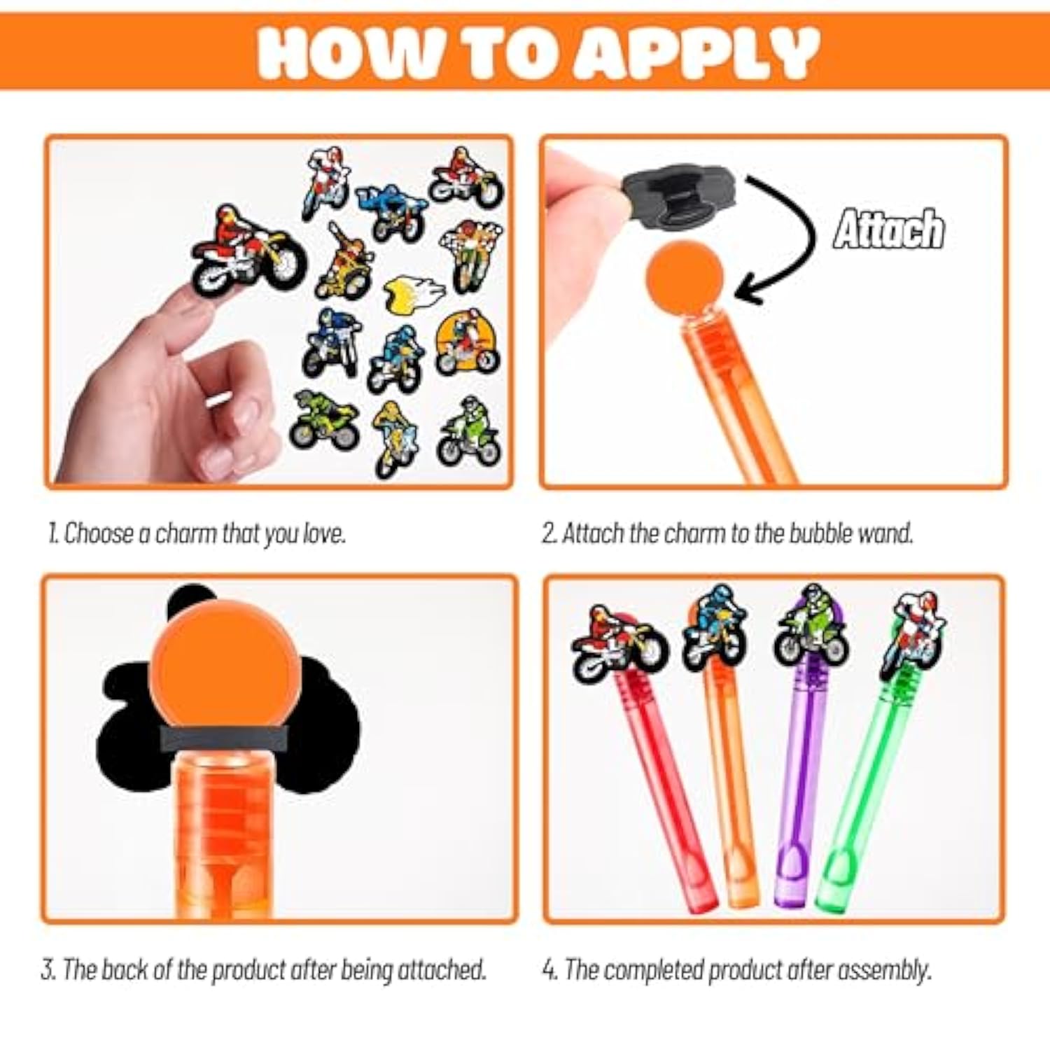 Dirt Bike Party Favors For Kids – 24Pcs Motocross-Themed Bubble Wands, Great For Birthday Supplies, Pinata Fillers, Goodie Bags & Classroom Rewards