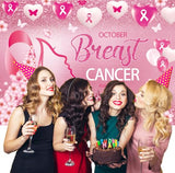 October Breast Cancer Awareness Backdrop October Pink Ribbon Flower Love Heart Butterfly Flash Background Woman Breast Cancer Survivor Walk Charity Theme Party Decoration (7x5FT)