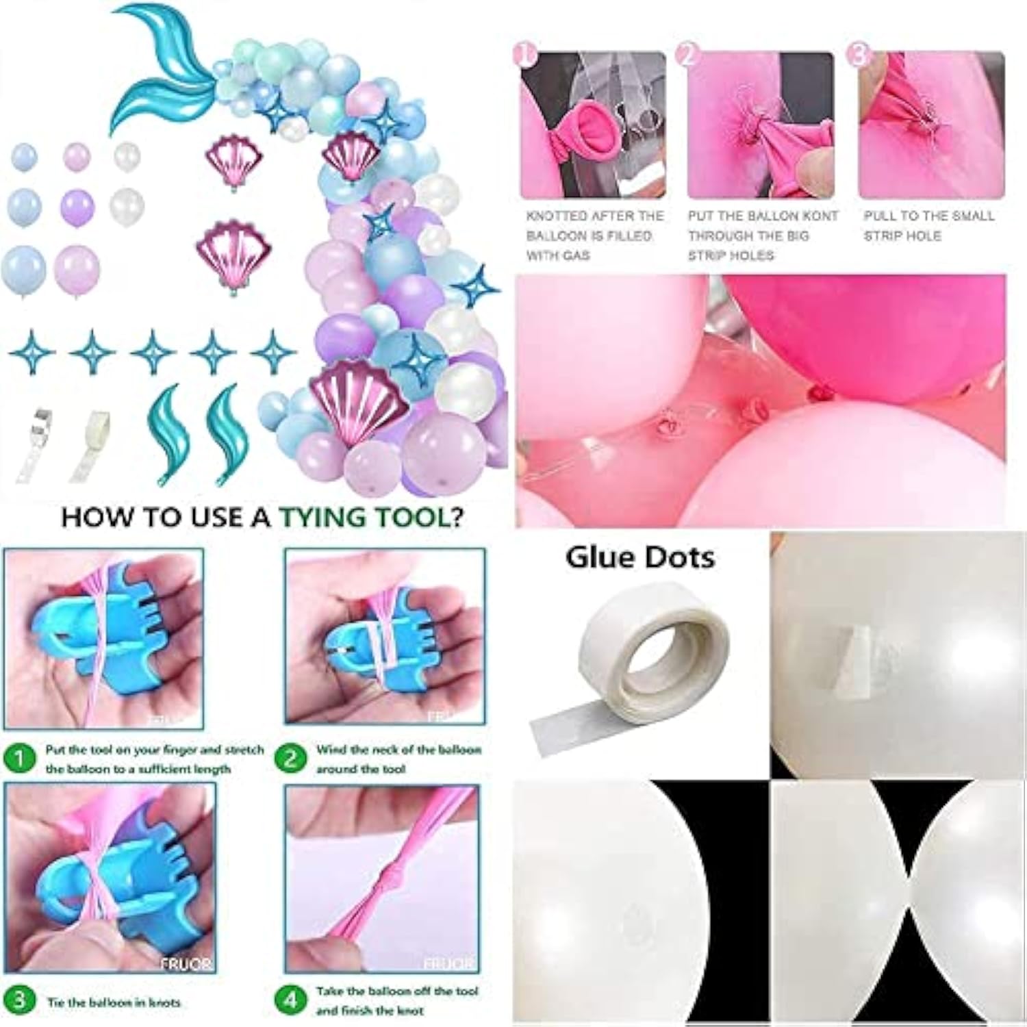 Mermaid Balloon Garland Kit With Tail Balloons Arch For Girl Birthday Party Decorations And Baby Shower Supplies