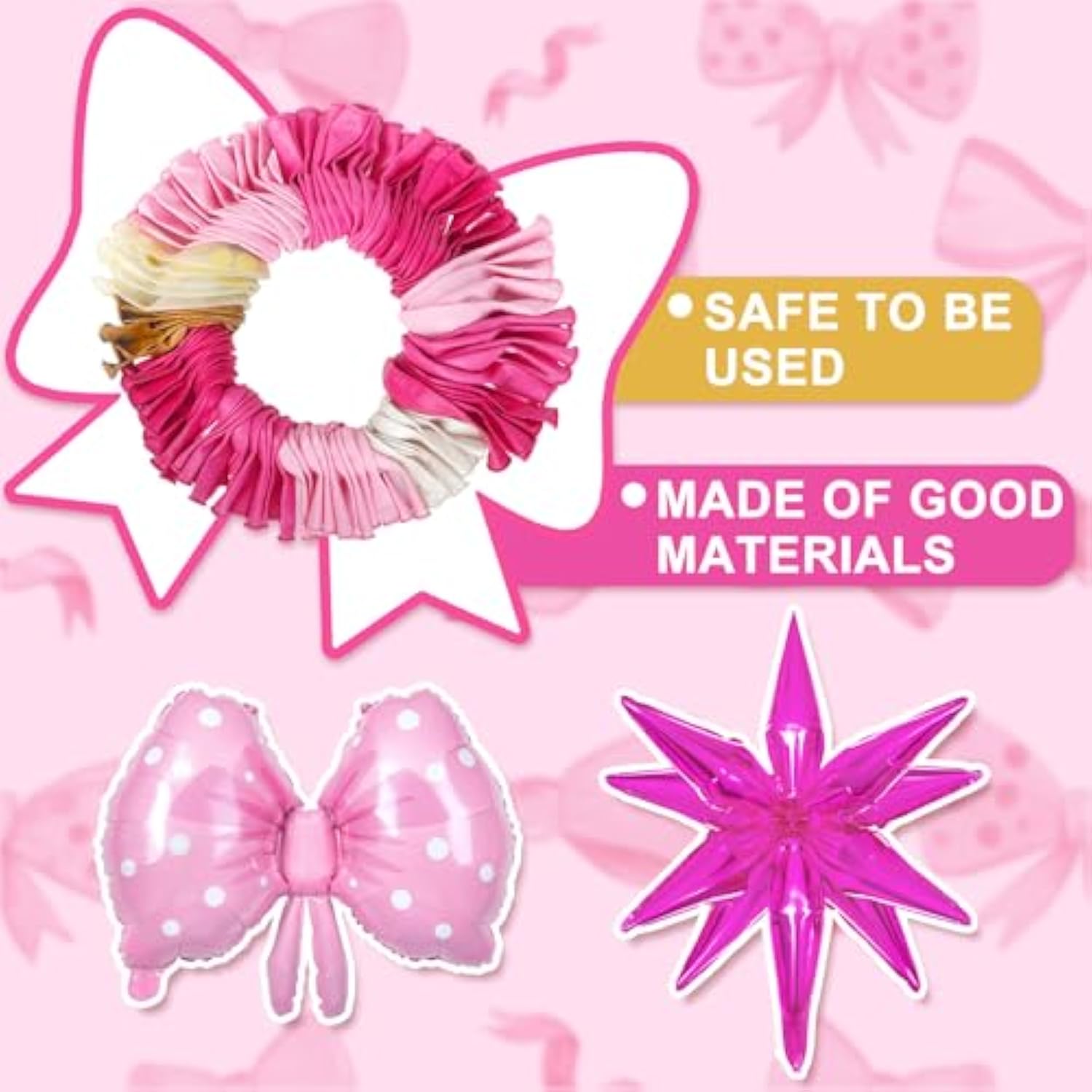 145Pcs Princess Pink Balloon Garland Arch Kit, Hot Pink Confetti 4D St