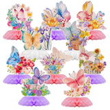 10Pcs Butterfly Centerpieces For Tables Butterfly Flowers Centerpieces Spring Honeycomb Table Decor Spring Flower Toppers For Birthday Party Supplies