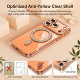 Magnetic Glitter Diamond for iPhone 15 Plus Case[Compatible with MagSafe] Sparkle Rhinestone Camera Lens Protector Plated,Crtstal Clear Slim Military