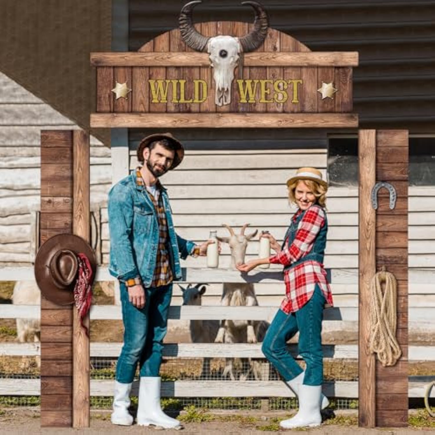 West Cowboy Party Door Decoration Wild West Party Decoration Cowboy Door Banner Hanging Supplies Western Themed Saloon Banner For Western Rustic Bar Photo Booth Props Favor