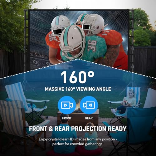 200 Inch Outdoor Projector Screen With Stand: Large Projection Screen With Adjustable Tripod, Front & Rear Projection Wrinkle-Free Movie Screen With Transport Bag For Backyard Movie Night