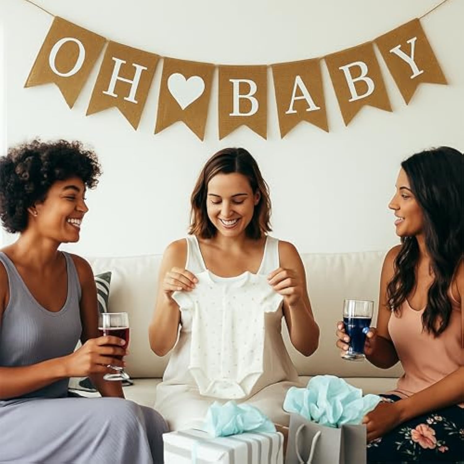 Oh Baby Burlap Banner For Baby Shower Decorations And Gender Reveal Party