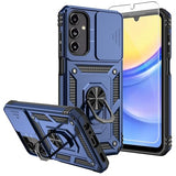 For Galaxy A15 5G Phone Case,Samsung Galaxy A15 5G Case,With Screen Protectors And Camera Cover,[Military Grade] 16Ft.Drop Tested Cover With Magnetic Kickstand Protective Case For Samsung A15 5G, Blue
