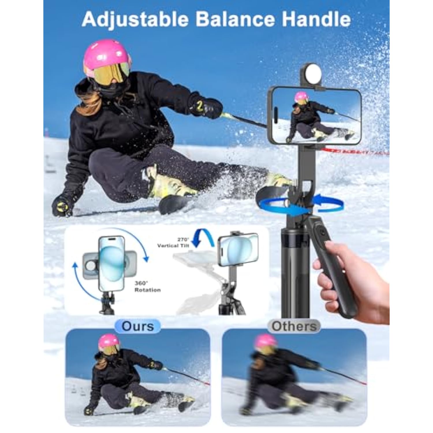 71" Phone Tripod,Tripod For Iphone With Fill Light And Rechargeable Remote,Aluminum Selfie Stick Phone Stand Compatible With Cell Phone/Camera/Ring Light/Dji/Gopro