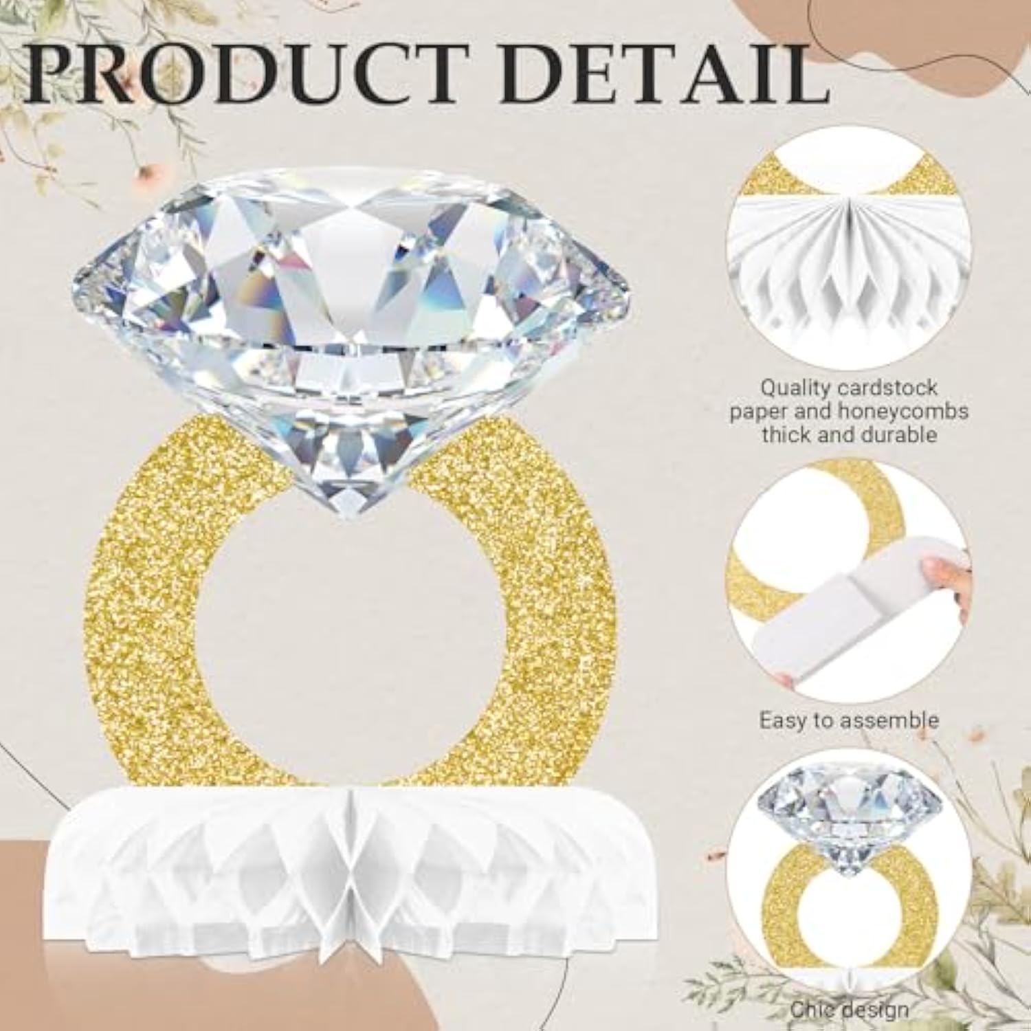 9 Pcs Diamond Ring Centerpiece Engaged Diamond Rings Decor For Bachelorette Party Engagement Party Bridal Shower Wedding Anniversary Decoration Supplies