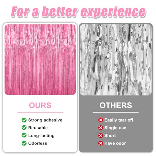 2 Pack Pink Party Streamers Backdrop, 3.3 x 9.9 ft