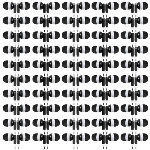 50 Pack Earbud Bulk Headphone For Classroom Earphone Earbud With Wire Individually Bagged Wired In Ear Buds(Black)