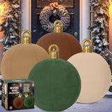 4 Pcs 18" Velvet Christmas Inflatable Ball Ornament Large Xmas Inflatable Pvc Balls Blow Up Flocked Christmas Ornaments