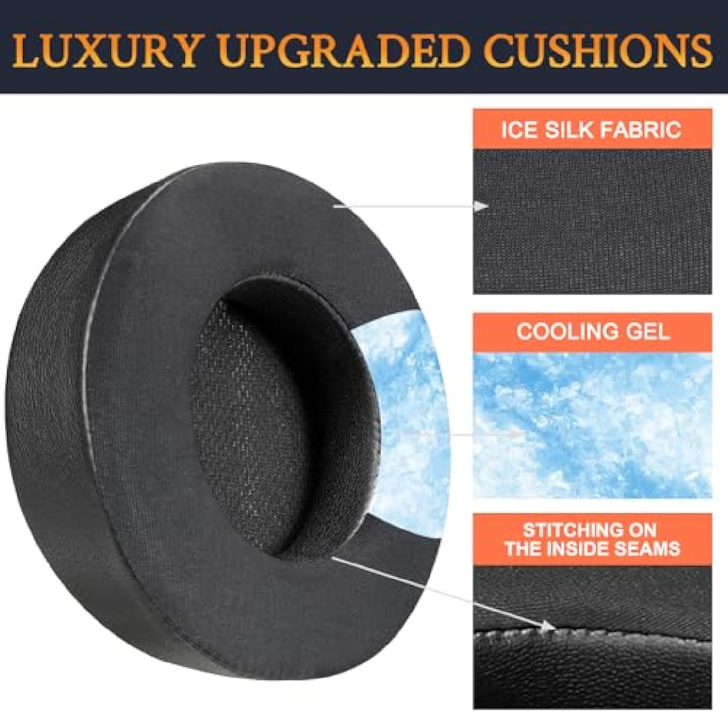 Cooling Gel Ear Pads Replacement For Corsair Virtuoso Rgb Wireless Xt Se Gaming Headset, Earpads Cushions With High-Density Noise Isolation Foam, Added Thickness - Black