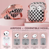 With Safety Lock For Airpods 4 Case 2024, Tpu Clear Airpod 4Th Generation Case,Air Pod 4 Cases For Women Girly, Airpods 4 With Active Noise Cancellation Cases With Cleaner Kit - Checkerboard