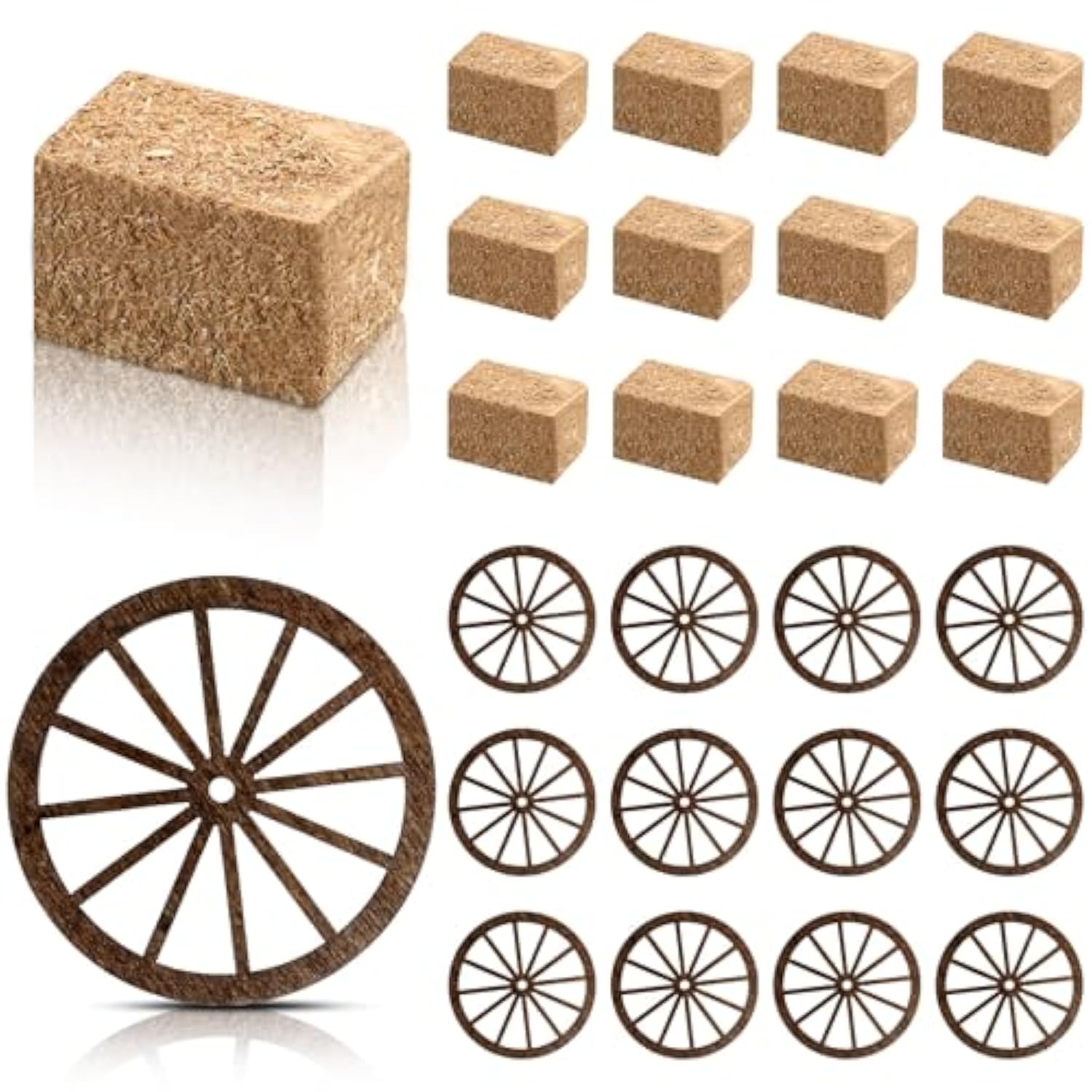 24 Pcs Western Theme Party Decorations Birthday Table Centerpieces Mini Hay Bales And Small Western Wagon Wheels For Crafts Horse Rodeo Decor Cowboy Wedding Party Favors Supplies