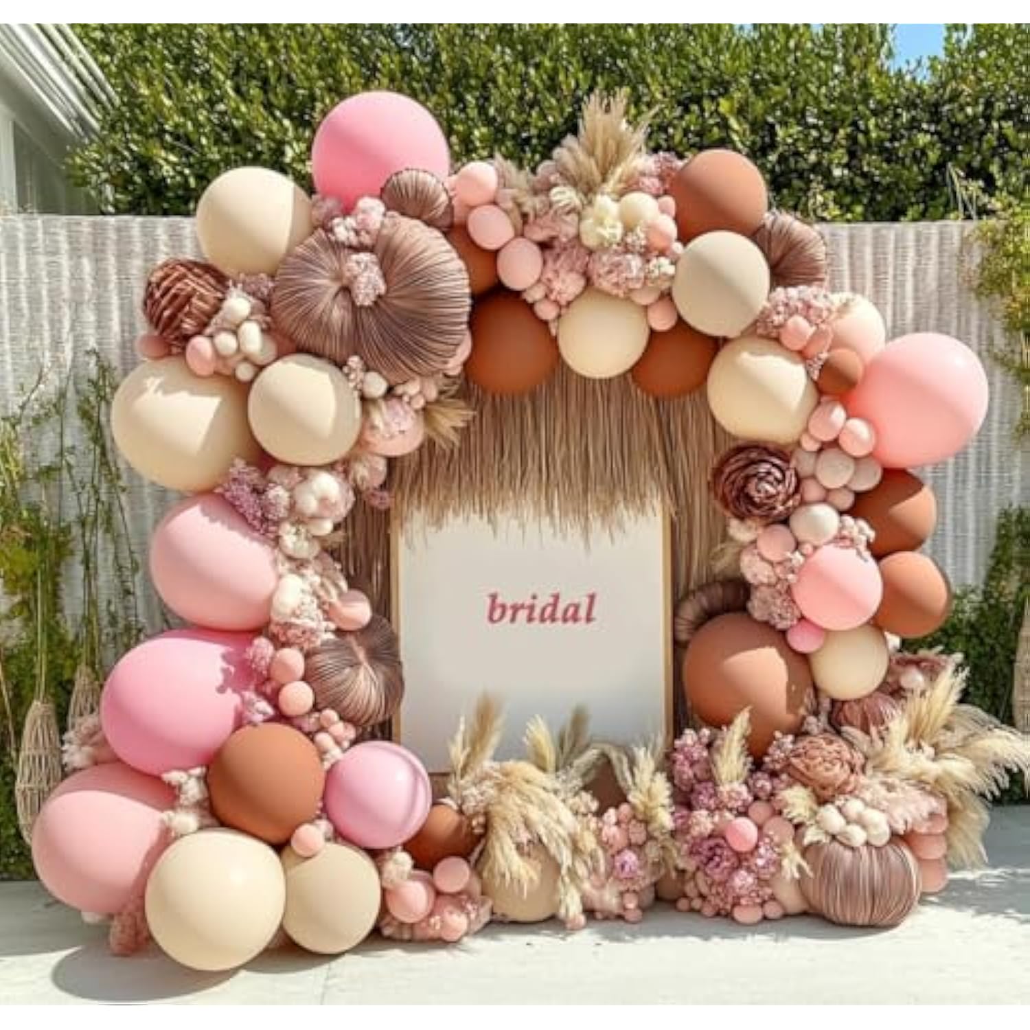 Pink Brown Balloon Garland Double Stuffed Latex Nude Light Pink Balloons Brown Beige Boho Balloon Arch Kit Different Size For Baby Shower Bridal Shower Wedding Birthday Girls Party Decor