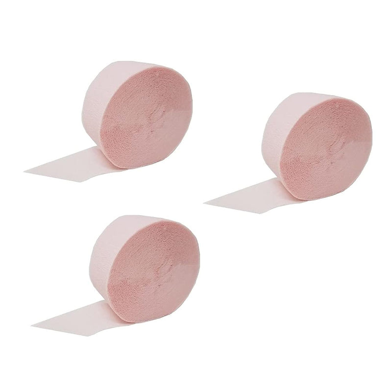 Usa-Made Pink Crepe Paper Streamers (Whisper Pink, 3 Rolls)