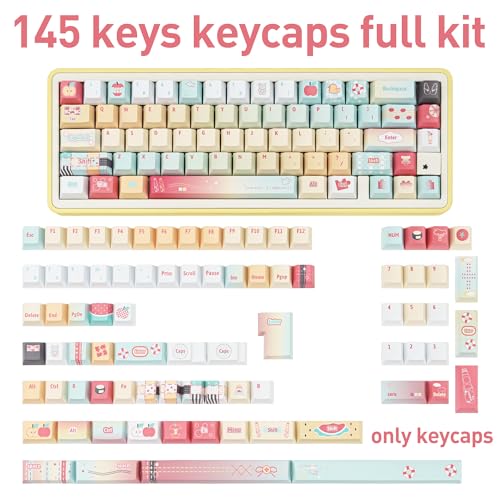 Pbt Keycaps 145 Keys Cherry Profile Cute Keycap Dye-Sublimation Gradient Rainbow Candy Keycaps Set Custom Keycap For Cherry Gateron Mx Swithes Mechanical Keyboards