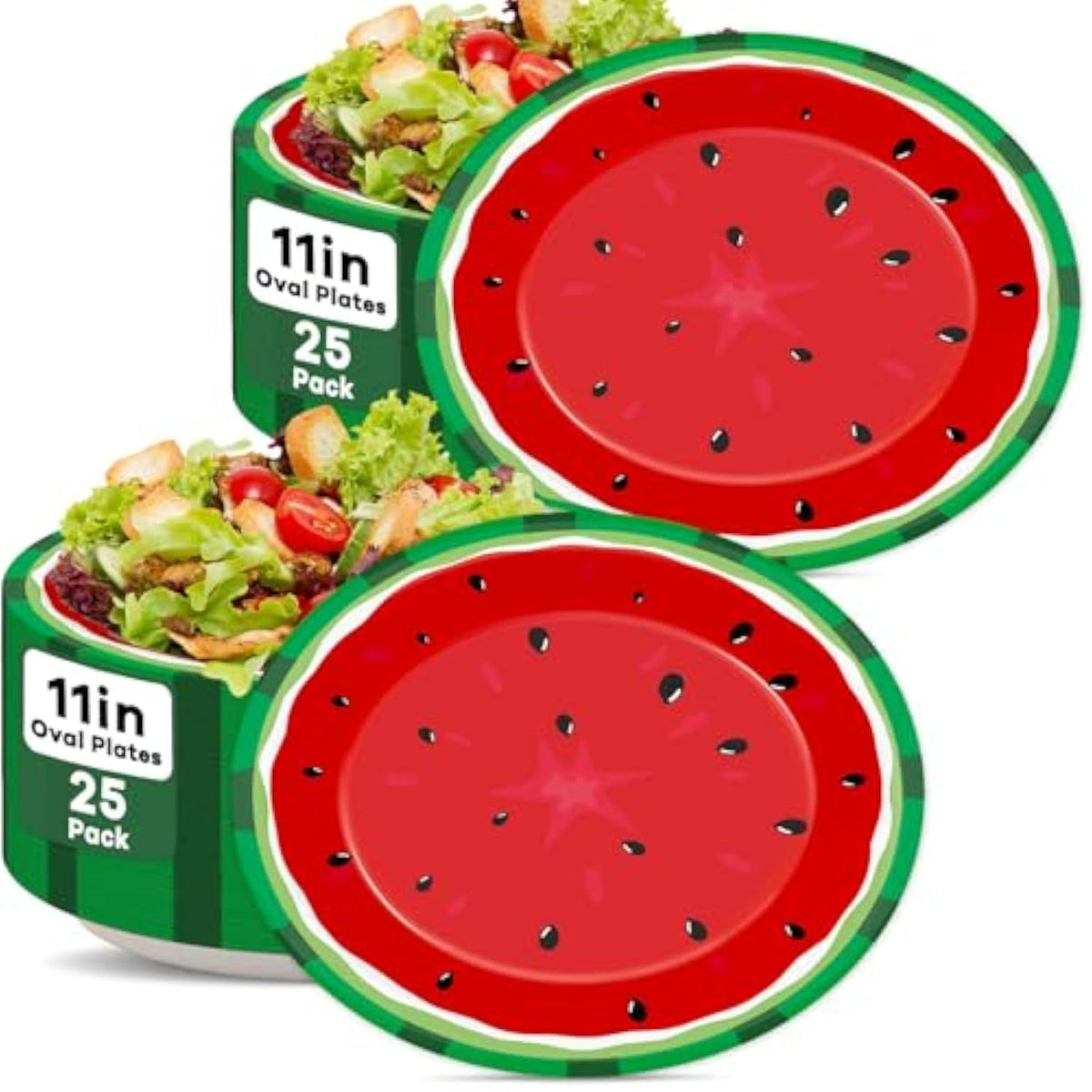 50 Pcs Watermelon Party Supplies Plates Oval 11Inch Watermelon Theme Disposable Paper Plate Summer Melon Dinnerware Platter Dish Tray For Wedding Picnic Birthday Party Dinner Supplies