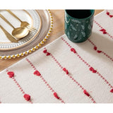 Christmas Table Runner 72 Inchs Long For Modern Farmhouse Room Home Christmas Decorations, Boho Red Table Runner, Natural Cotton Woven With Tassels For Holiday Kitchen And Dining Table Decor