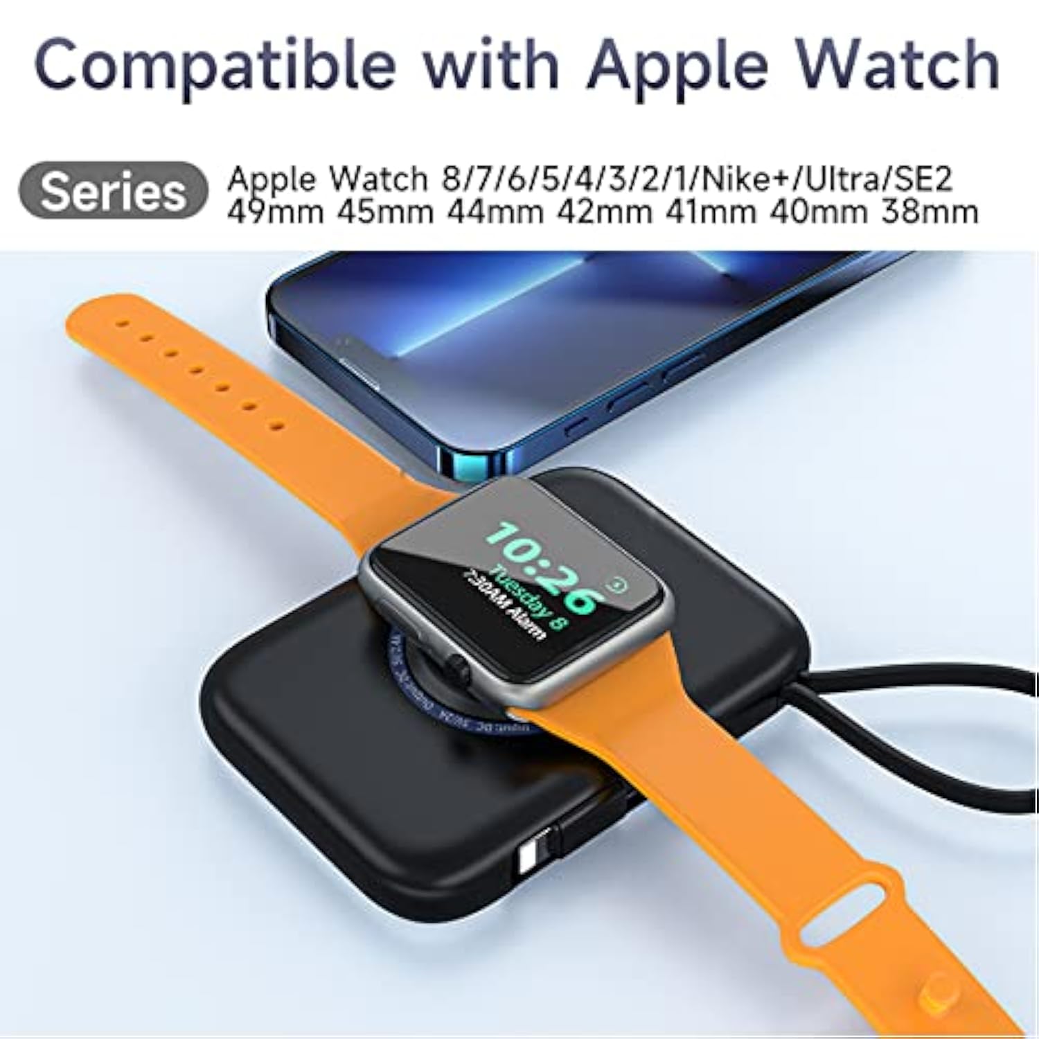 Portable Charger,5000Mah Mini Iwatch Magnetic Charger Power Bank With Charging Cable,Travel Charger External Battery Pack Compatible With Apple Watch/Iphone11/13/12/Smartphones/Airpods