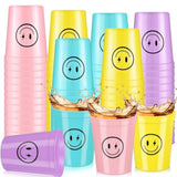 24 Pcs Smile Pattern Drink Cups Smile Face Plastic Cups 16 Oz Reusable For Kids First Birthday Party Picnics Sports Event Wedding Bachelorette Decorations (Funny)