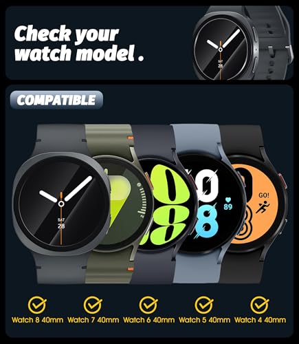 (4 Pack) Watch Screen Protector Compatible For Samsung Galaxy Watch 8 40Mm, Samsung Galaxy Watch 7/6/5/4 (40Mm)/Fe/Garmin Instinct 3 Amoled&Solar 50Mm, Tempered Glass Anti-Scratch Bubble-Free